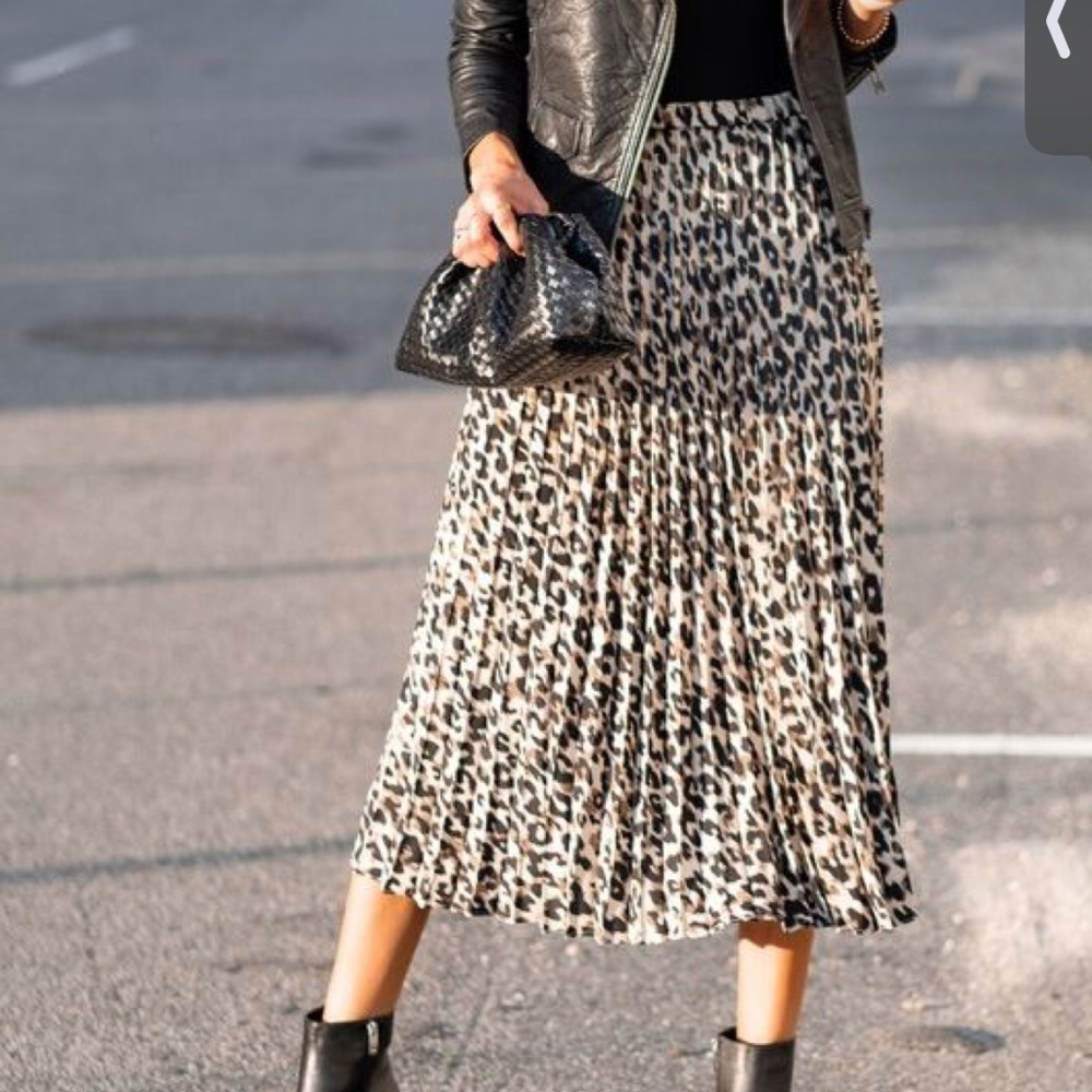 Pleated Animal Print Skirt
